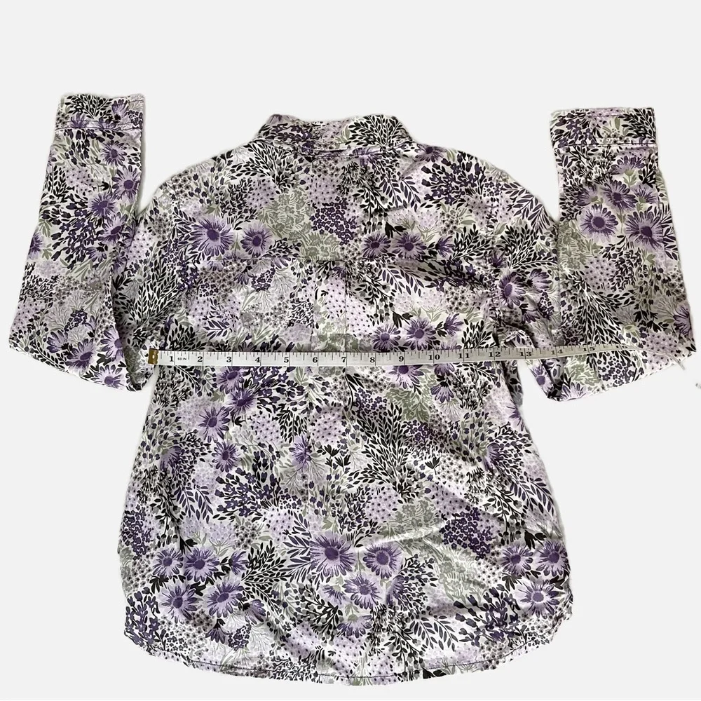 GAP Kids Girl’s Purple Floral Button Down Top - Size Small